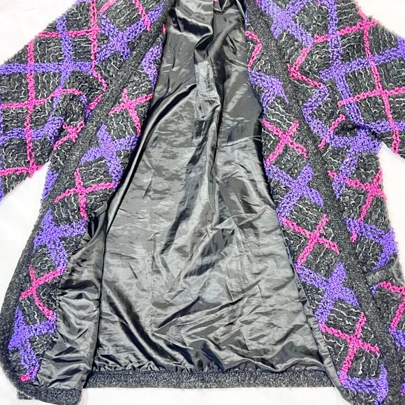 Koret Womens Medium Black Purple Pink Open Front Cardigan 2 Pockets - Picture 5 of 6